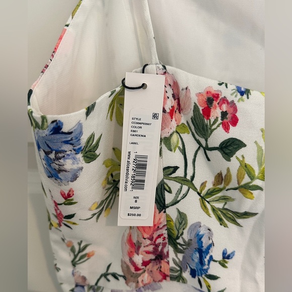 NWT Alice and Olivia Trixie Floral-Print Sleeveless Mini Dress - Picture 6 of 6